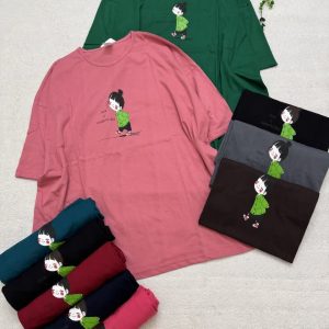 تیشرت پلاس سایز دختر خوشحال مو چتری🎀
