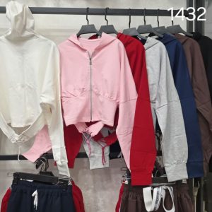 سویشرت کراپ پشت بندی کلاه دار