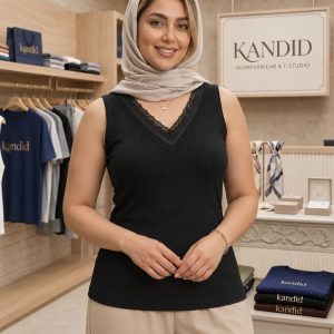 تاپ زیر کتی یقه هفت نگین دار سایز بزرگ